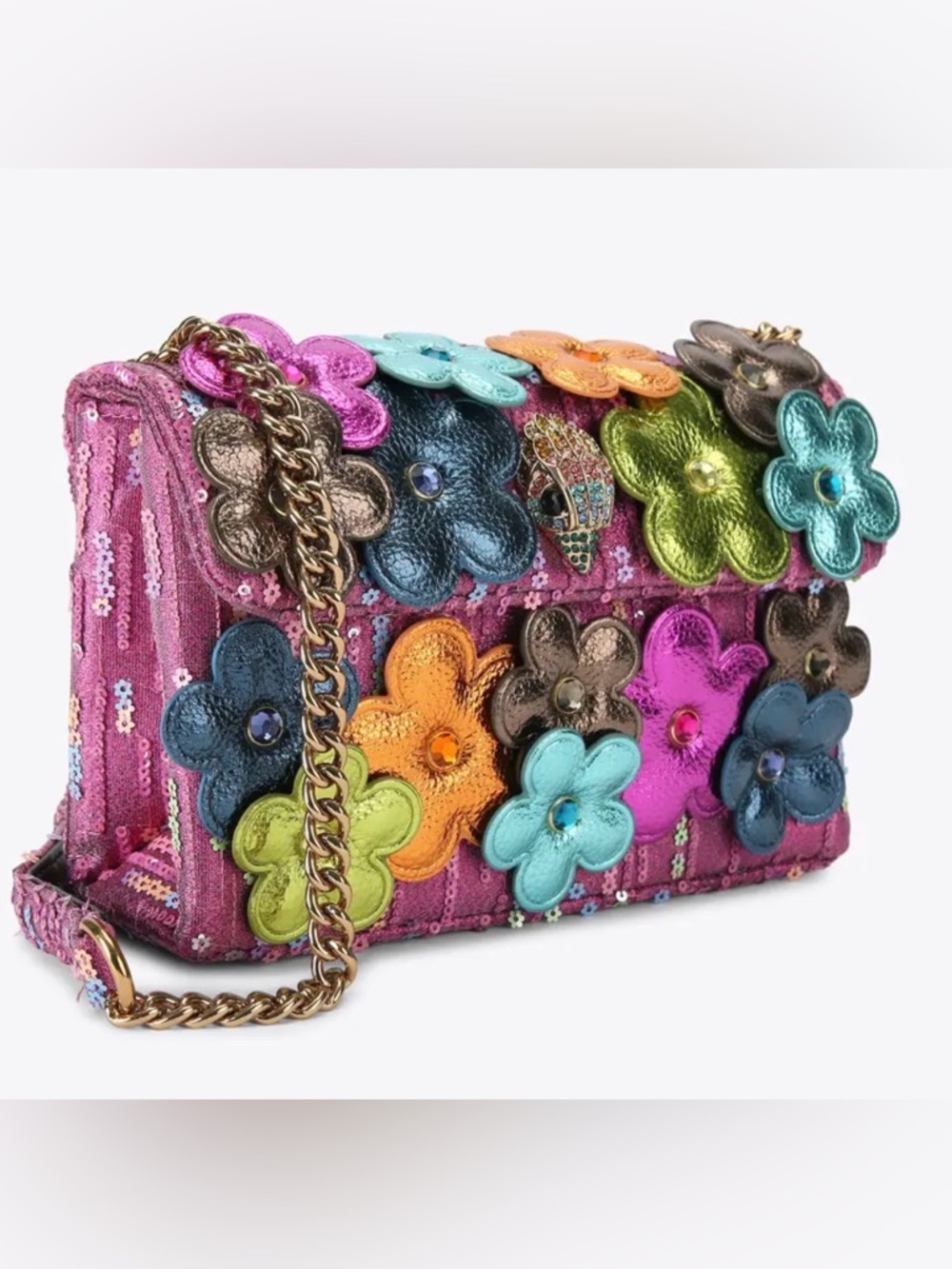 Kurt Geiger Med Tweed Fuschia Kensington Daisy Bag NWT